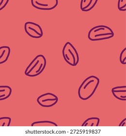 Patrón sin fisuras de café de color rosa. patrón de grano de café dibujado a mano para imprimir, empaquetar o envolver papel.