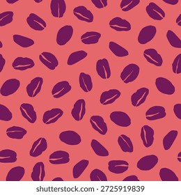 Patrón sin fisuras de café de color rosa. patrón de grano de café dibujado a mano para imprimir, empaquetar o envolver papel.