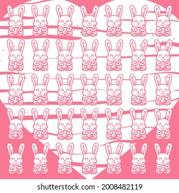 Pink Colored Cute Rabbit Seamless Pattern Vector