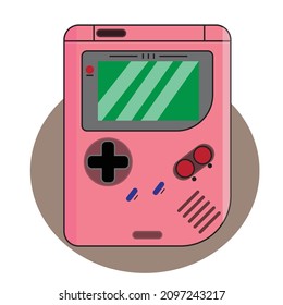 A pink colored game console 