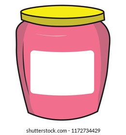 pink colored Illustration of a Hand drawn jam jelly jar mayonnaise butter blank empty bottle label template write your logo text