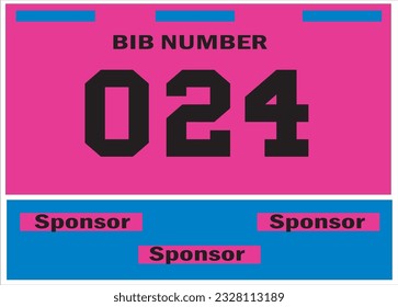 Pink colored marathon number bib isolated on black.