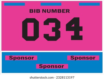 Pink colored marathon number bib isolated on black.