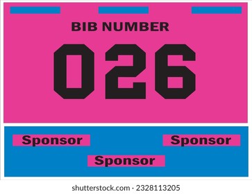 Pink colored marathon number bib isolated on black.