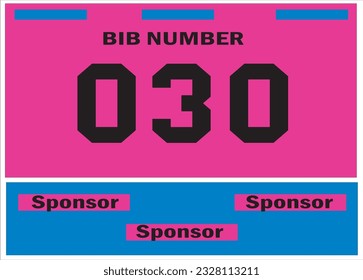 Pink colored marathon number bib isolated on black.