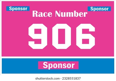 Pink colored marathon number bib isolated on white.