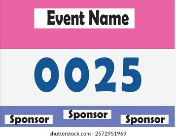 Pink colored marathon number bib isolated on white.