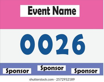 Pink colored marathon number bib isolated on white.