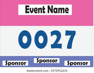 Pink colored marathon number bib isolated on white.