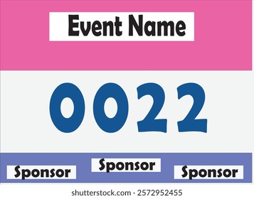 Pink colored marathon number bib isolated on white.