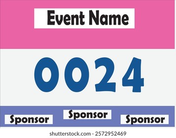 Pink colored marathon number bib isolated on white.