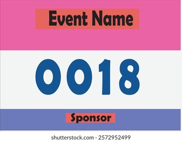 Pink colored marathon number bib isolated on white.