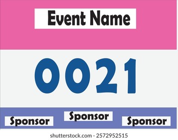 Pink colored marathon number bib isolated on white.