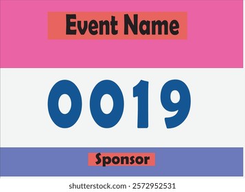 Pink colored marathon number bib isolated on white.