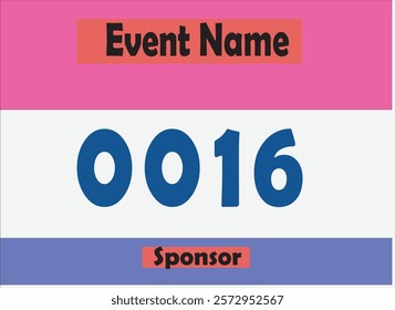 Pink colored marathon number bib isolated on white.