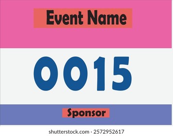 Pink colored marathon number bib isolated on white.