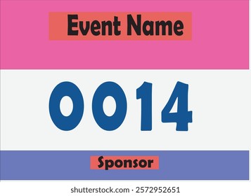 Pink colored marathon number bib isolated on white.