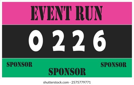 Pink colored marathon number bib isolated on white.