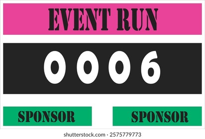 Pink colored marathon number bib isolated on white.