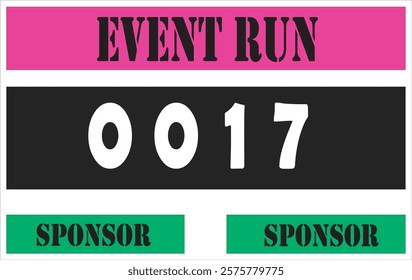 Pink colored marathon number bib isolated on white.