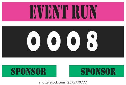 Pink colored marathon number bib isolated on white.