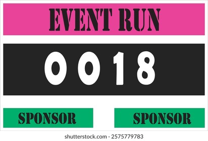 Pink colored marathon number bib isolated on white.