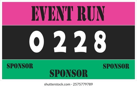 Pink colored marathon number bib isolated on white.