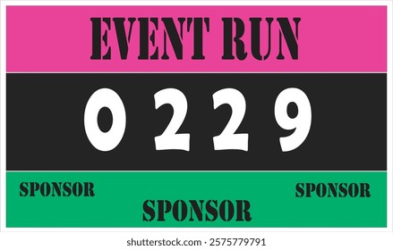 Pink colored marathon number bib isolated on white.