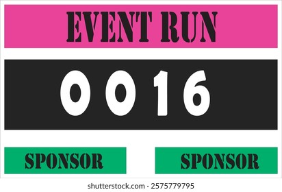 Pink colored marathon number bib isolated on white.