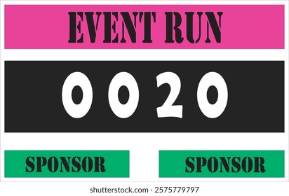 Pink colored marathon number bib isolated on white.