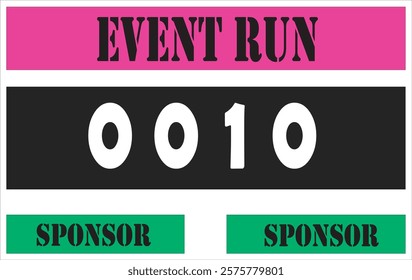 Pink colored marathon number bib isolated on white.