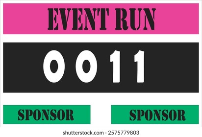 Pink colored marathon number bib isolated on white.