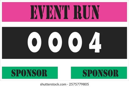 Pink colored marathon number bib isolated on white.