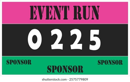 Pink colored marathon number bib isolated on white.