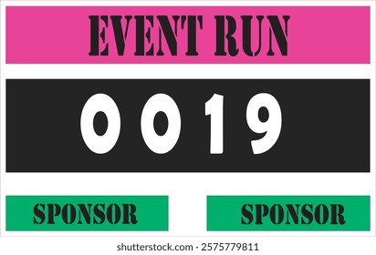 Pink colored marathon number bib isolated on white.