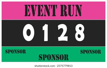 Pink colored marathon number bib isolated on white.