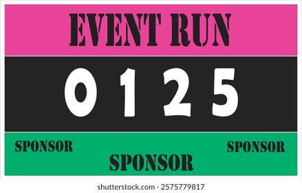 Pink colored marathon number bib isolated on white.