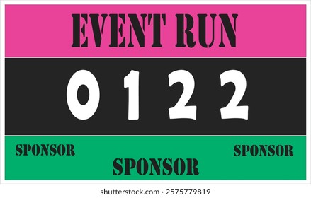 Pink colored marathon number bib isolated on white.