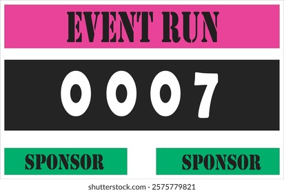 Pink colored marathon number bib isolated on white.