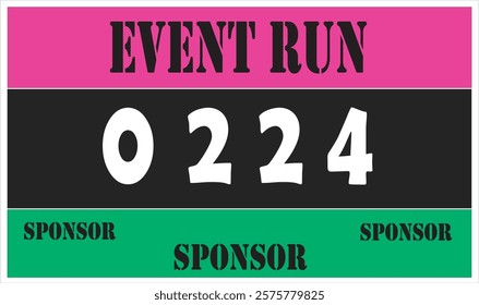 Pink colored marathon number bib isolated on white.