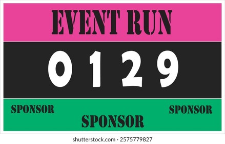 Pink colored marathon number bib isolated on white.