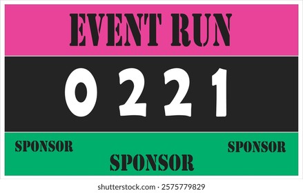 Pink colored marathon number bib isolated on white.