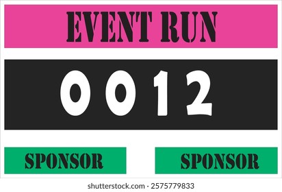 Pink colored marathon number bib isolated on white.