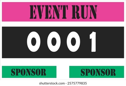 Pink colored marathon number bib isolated on white.