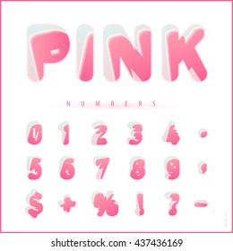 Pink colored numbers with shift the axis into the background. Sample of vector illustration. Best used for flyers, posters, wallpaper and educational purposes.