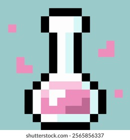 pink colored potion for the game. pixel art