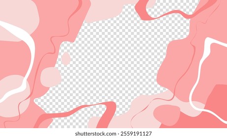 Pink colored shapes and lines overlay. Abstract background for Happy Valentine's Day holiday greetings and wedding invitations. Transparent background. Vector illustration.