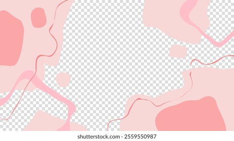 Pink colored shapes and lines overlay. Transparent background. Abstract background for Happy Valentine's Day holiday greetings and wedding invitations. Vector illustration.