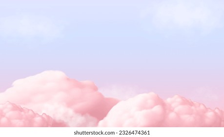 Pink colored sky background. Vector illustration. Realistic landscape of sunset heaven with purple gradient backdrop