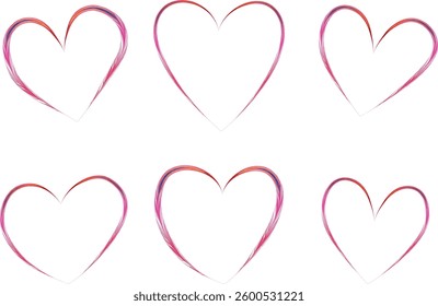 pink colorful abstract decorative pattern hearts set